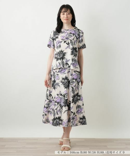 Leilian / レリアン ミニ・ひざ丈スカート | 花柄フレアスカート | 詳細1