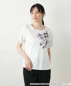 Leilian / レリアン Tシャツ | 花柄クルーネックカットソー