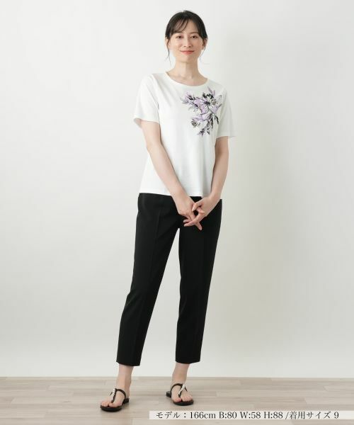 Leilian / レリアン Tシャツ | 花柄クルーネックカットソー | 詳細1