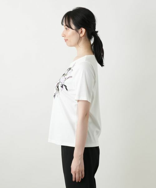 Leilian / レリアン Tシャツ | 花柄クルーネックカットソー | 詳細5