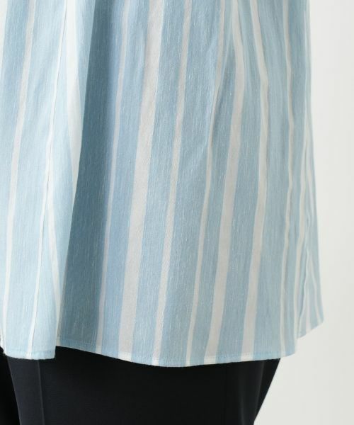Leilian / レリアン シャツ・ブラウス | ストライプ七分袖ブラウス | 詳細10