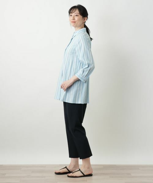 Leilian / レリアン シャツ・ブラウス | ストライプ七分袖ブラウス | 詳細2