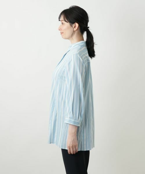 Leilian / レリアン シャツ・ブラウス | ストライプ七分袖ブラウス | 詳細5