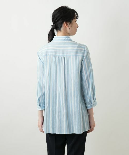 Leilian / レリアン シャツ・ブラウス | ストライプ七分袖ブラウス | 詳細6