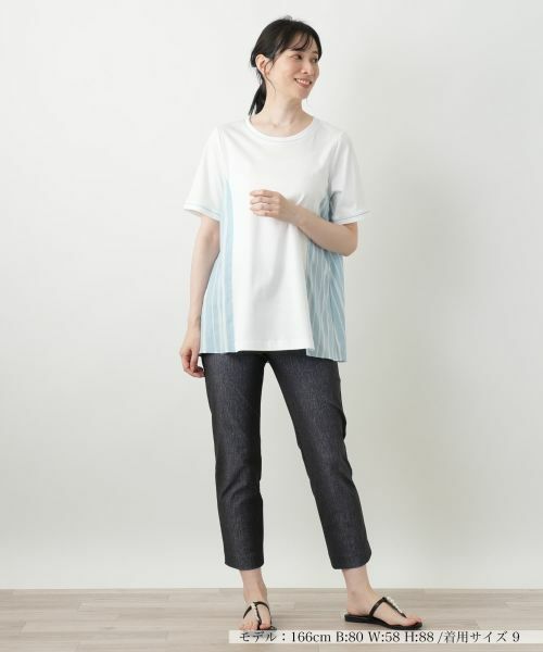 Leilian / レリアン カットソー | ストライプ切替カットソー | 詳細1