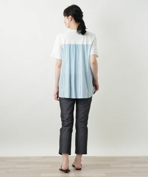 Leilian / レリアン カットソー | ストライプ切替カットソー | 詳細3