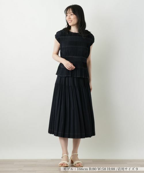 Leilian / レリアン セットアップ | ブラウススカートスーツ(ネイビー)