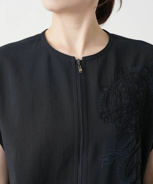 Leilian / レリアン テーラードジャケット | 刺繍ジップベスト【Leilian WHITE LABEL】 | 詳細10