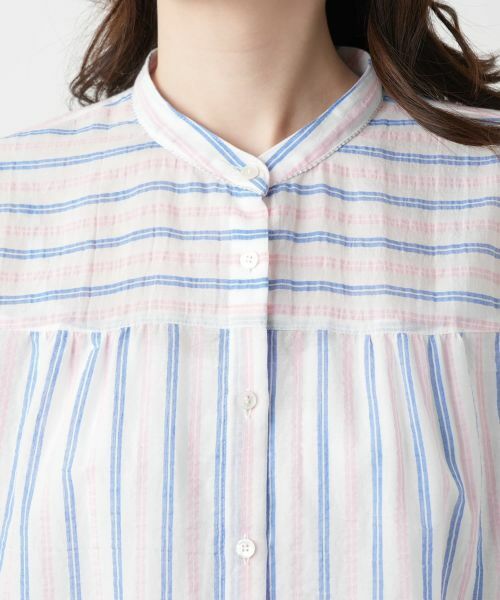 Leilian / レリアン シャツ・ブラウス | ストライプバンドカラーブラウス【Leilian WHITE LABEL】 | 詳細10