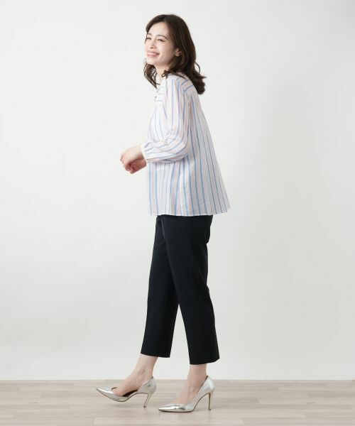 Leilian / レリアン シャツ・ブラウス | ストライプバンドカラーブラウス【Leilian WHITE LABEL】 | 詳細5
