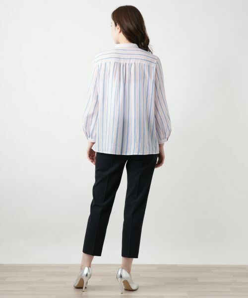 Leilian / レリアン シャツ・ブラウス | ストライプバンドカラーブラウス【Leilian WHITE LABEL】 | 詳細6