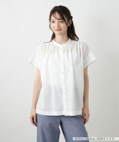 Leilian / レリアン シャツ・ブラウス | スタンドカラーギャザーブラウスLeilian WHITE LABEL】