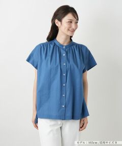 Leilian / レリアン シャツ・ブラウス | スタンドカラーギャザーブラウスLeilian WHITE LABEL】