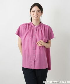 Leilian / レリアン シャツ・ブラウス | スタンドカラーギャザーブラウスLeilian WHITE LABEL】