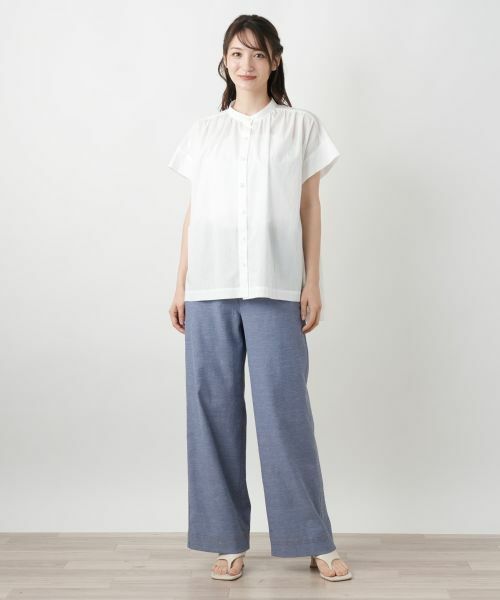 Leilian / レリアン シャツ・ブラウス | スタンドカラーギャザーブラウスLeilian WHITE LABEL】 | 詳細1