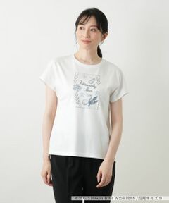 Leilian / レリアン Tシャツ | 刺繍フレンチスリーブカットソー【Leilian WHITE LABEL】
