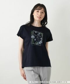 Leilian / レリアン Tシャツ | 刺繍フレンチスリーブカットソー【Leilian WHITE LABEL】