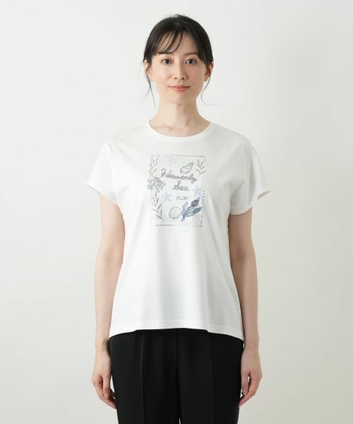Leilian / レリアン Tシャツ | 刺繍フレンチスリーブカットソー【Leilian WHITE LABEL】 | 詳細8
