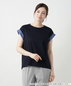 Leilian / レリアン カットソー | ストライプ切替カットソー【Leilian WHITE LABEL】