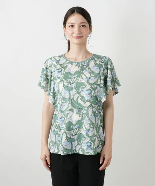 近年購入・3回着用の美品★レリアン 立体的風プリントとスパンコール カットソー9 近年購入・3回着用の美品☆レリアン 立体的風プリントとスパンコール