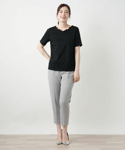 Leilian / レリアン カットソー | フラワー刺繍Tシャツ【Leilian WHITE LABEL】 | 詳細1