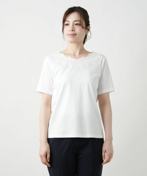 Leilian / レリアン カットソー | フラワー刺繍Tシャツ【Leilian WHITE LABEL】 | 詳細7