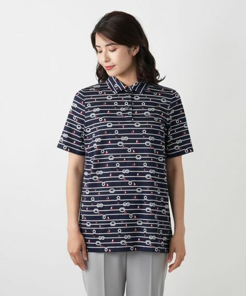 Leilian / レリアン ポロシャツ | プリントポロシャツ【Leilian WHITE LABEL】 | 詳細7