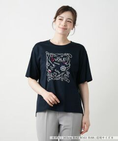 Leilian / レリアン カットソー | スパンコール刺繍Tシャツ【Leilian WHITE LABEL】
