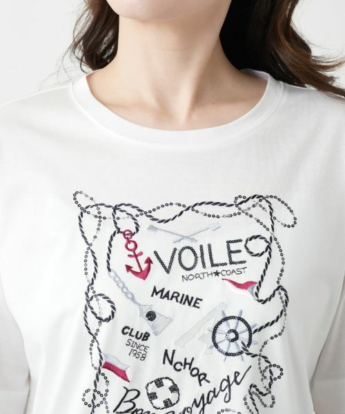 セール】 スパンコール刺繍Tシャツ【Leilian WHITE LABEL