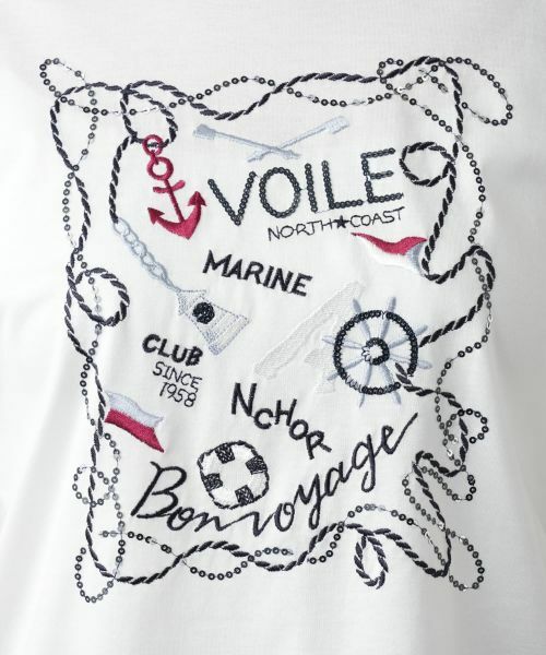 Leilian / レリアン スパンコール刺繍カットソー【Leilian WHITE LABEL】 スパンコール刺繍Tシャツ【Leilian WHITE LABEL】|レリアン