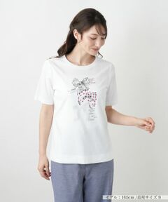 Leilian / レリアン Tシャツ | リボンモチーフプリントTシャツ【Leilian WHITE LABEL】