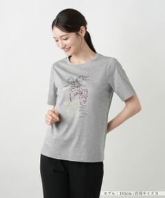 Leilian / レリアン Tシャツ | リボンモチーフプリントTシャツ【Leilian WHITE LABEL】