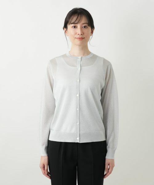 Leilian / レリアン カーディガン・ボレロ | ラメクルーネックカーディガン【Leilian WHITE LABEL】 | 詳細7