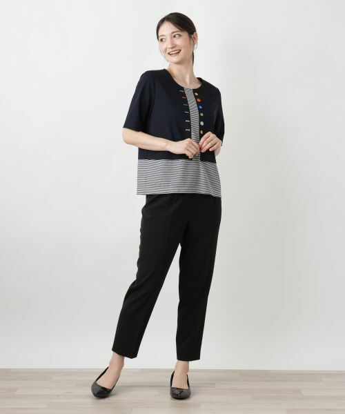 Leilian / レリアン カットソー | ボタン刺繍Tシャツ【Leilian WHITE LABEL】 | 詳細1