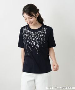 Leilian / レリアン Tシャツ | スパンコール刺繍Tシャツ【Leilian WHITE LABEL】