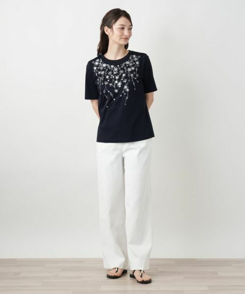Leilian / レリアン Tシャツ | スパンコール刺繍Tシャツ【Leilian WHITE LABEL】 | 詳細1