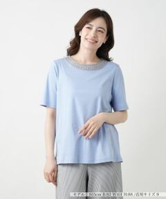 Leilian / レリアン Tシャツ | スパンコール刺繍カットソー【Leilian WHITE LABEL】