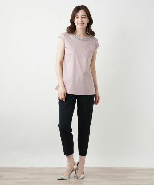 Leilian / レリアン Tシャツ | 刺繍フレンチスリーブカットソー【Leilian WHITE LABEL】 | 詳細4