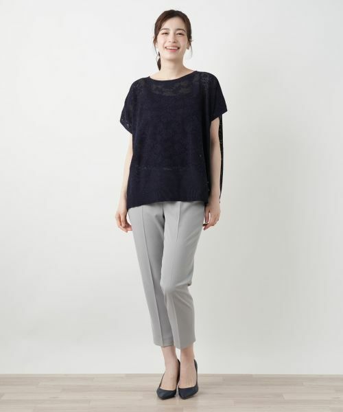 Leilian / レリアン ニット・セーター | 花柄フレンチスリーブニット【Leilian WHITE LABEL】 | 詳細1