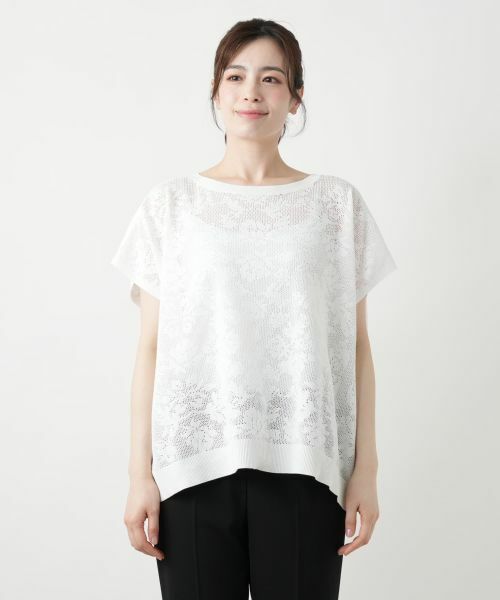 Leilian / レリアン ニット・セーター | 花柄フレンチスリーブニット【Leilian WHITE LABEL】 | 詳細10