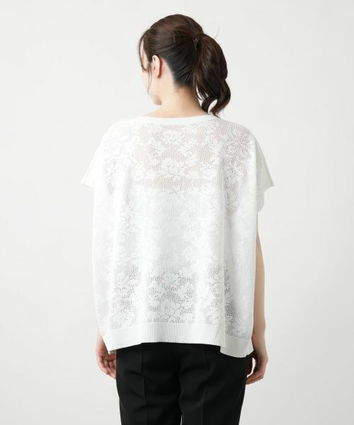 Leilian / レリアン ニット・セーター | 花柄フレンチスリーブニット【Leilian WHITE LABEL】 | 詳細12