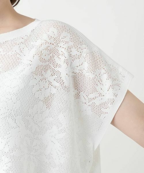 Leilian / レリアン ニット・セーター | 花柄フレンチスリーブニット【Leilian WHITE LABEL】 | 詳細15