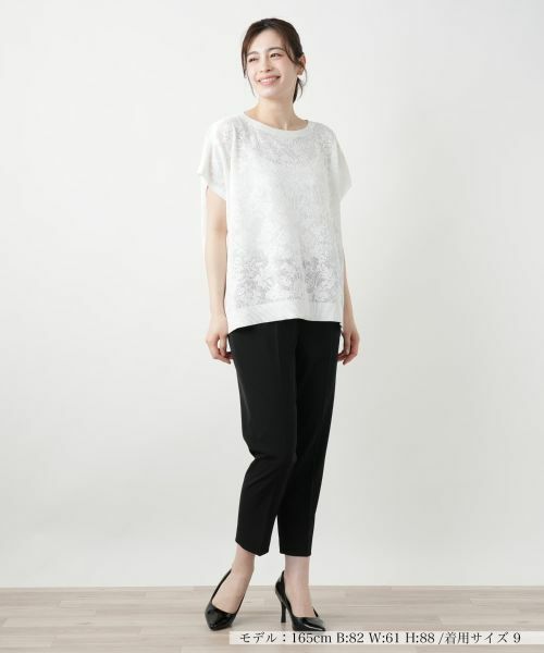 Leilian / レリアン ニット・セーター | 花柄フレンチスリーブニット【Leilian WHITE LABEL】 | 詳細7