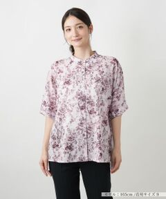 Leilian / レリアン シャツ・ブラウス | 花柄スタンドカラーブラウス【Leilian WHITE LABEL】