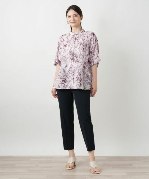 Leilian / レリアン シャツ・ブラウス | 花柄スタンドカラーブラウス【Leilian WHITE LABEL】 | 詳細1
