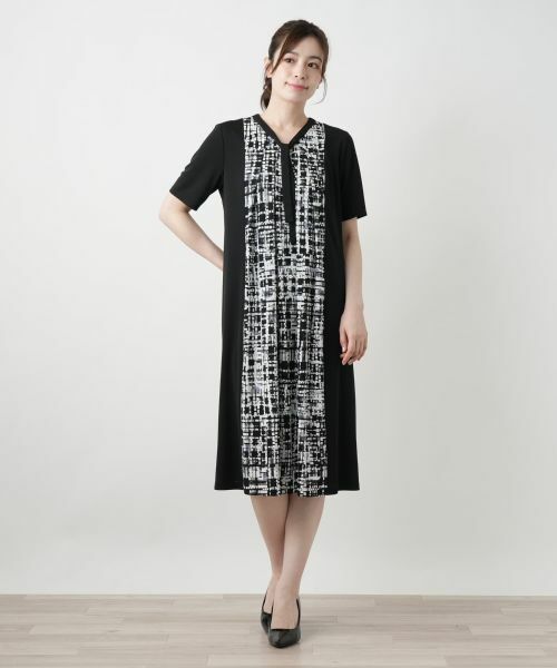 Leilian / レリアン ドレス | 幾何学切替フレアワンピース【Leilian WHITE LABEL】 | 詳細1