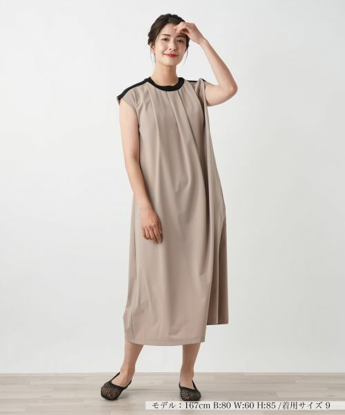 Leilian / レリアン ドレス | 【店舗人気】フレンチスリーブタックワンピース(キャメル)