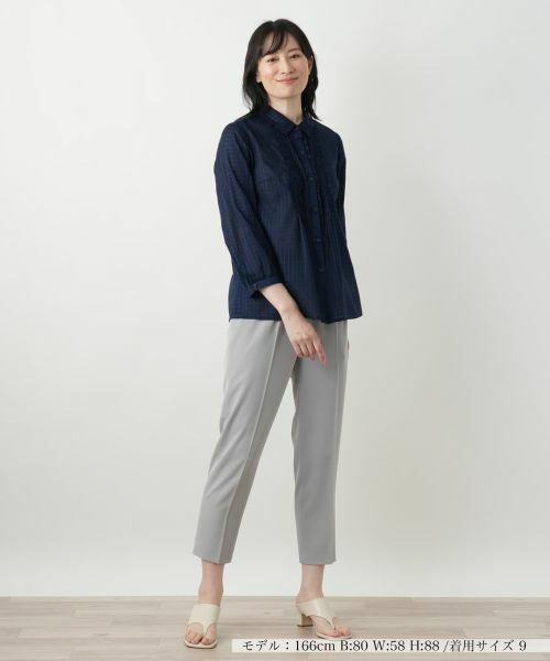 セール】 シアーチェックブラウス【Leilian WHITE LABEL