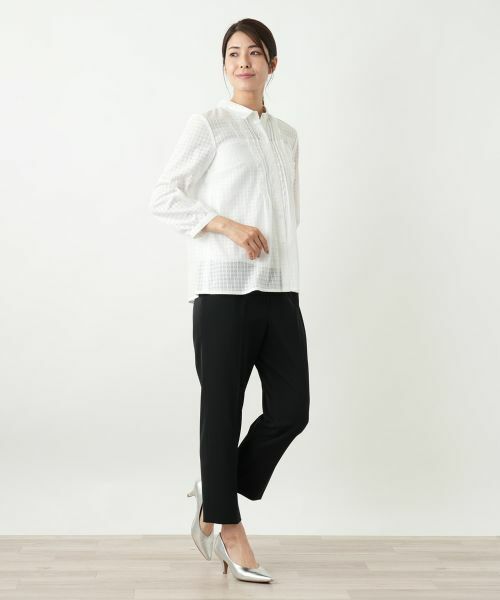 セール】 シアーチェックブラウス【Leilian WHITE LABEL