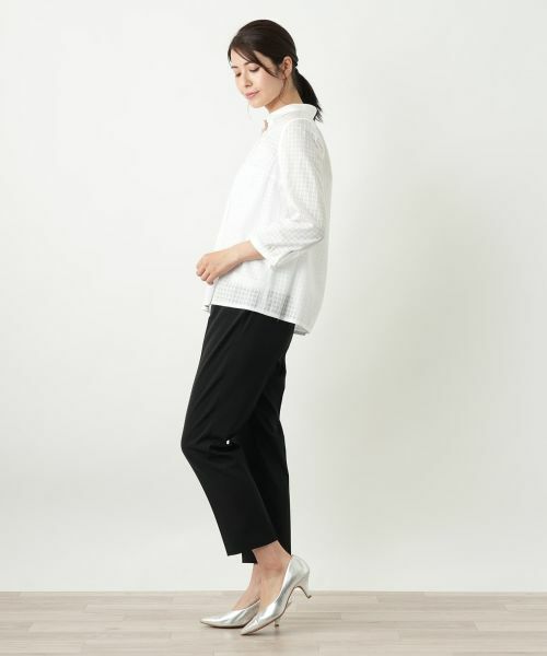 セール】 シアーチェックブラウス【Leilian WHITE LABEL